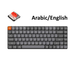 KeyChron K3 Max Compact Wireless Customizable Gaming Keyboard Mechanical Low Profile Red Switch, K3M-H1, Black - Arabic/English