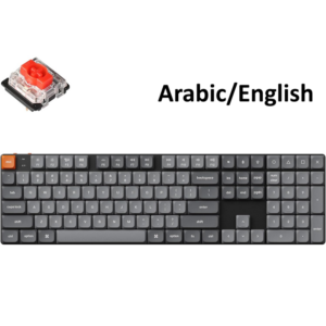 KeyChron K5 Max Full Wireless Customizable Gaming Keyboard Mechanical Low Profile Red Switch, K5M-H1, Black - Arabic/English