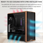 LIAN LI LANCool 217 White Tempered Glass Wood Panel Mid Tower PC Gaming Case, 5-Fans - Image 5