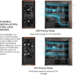 LIAN LI LANCool 217 White Tempered Glass Wood Panel Mid Tower PC Gaming Case, 5-Fans - Image 4