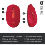 Logitech M590 Multi-Device Silent Mouse (Wireless & Bluetooth) - Ruby - Image 3