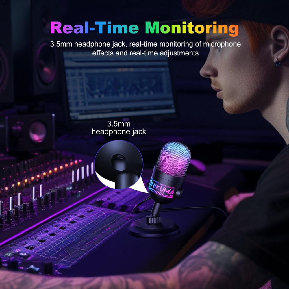 Onikuma M930 Studio RGB Microphone with 48KHz Capture & Smart Monitoring - Black - Image 4