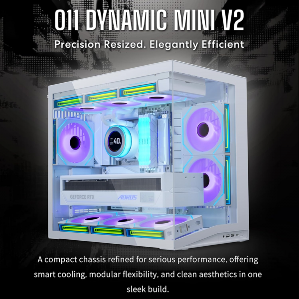 LIAN LI O11 Dynamic Mini V2 ATX Mid Tower PC Case - White , - Image 5