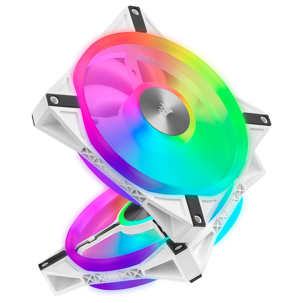 Corsair iCUE QL140 RGB 140mm PWM Case Fan with Lighting Node CORE, 2-Pack - White - Image 2