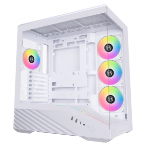 Lian-Li Vector V100 Mid-Tower Gaming PC Case, 4-Fans (White)