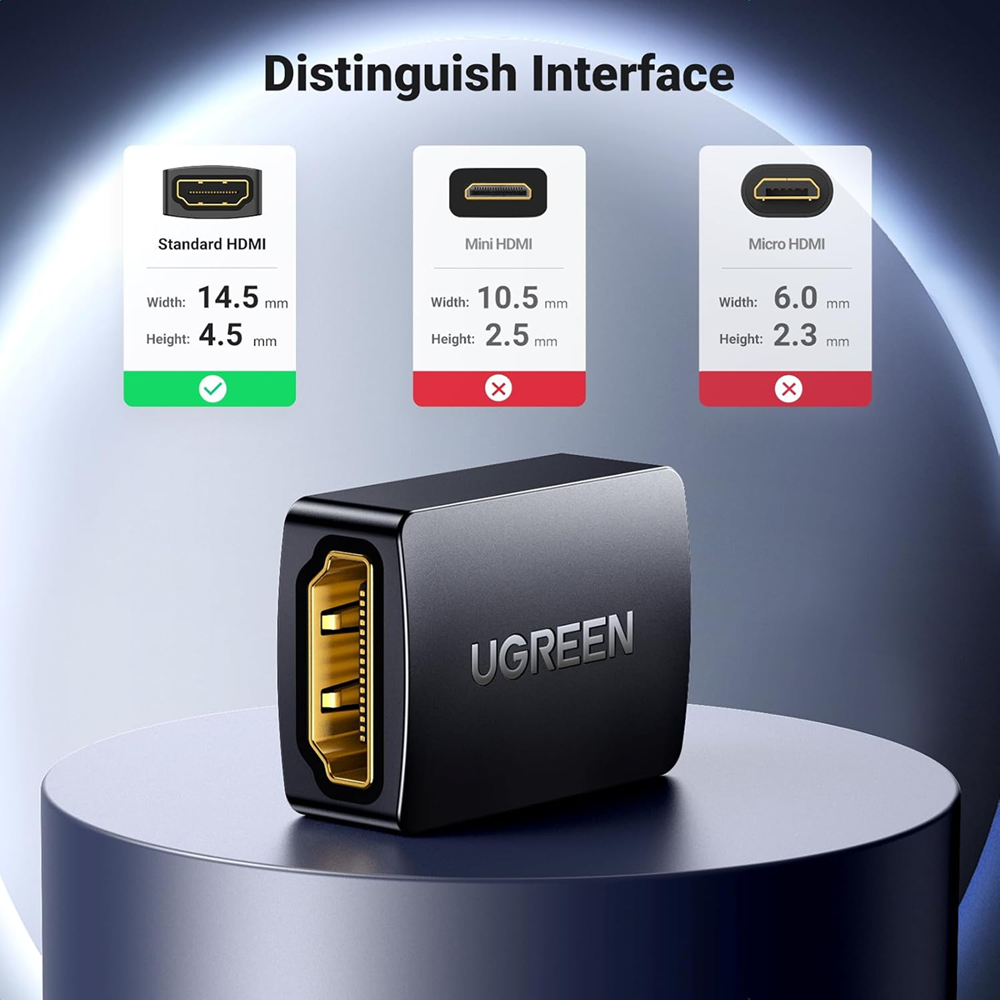 UGREEN 20107 HDMI Coupler Joinder Female to Female Adapter, 4K@60Hz - Image 3