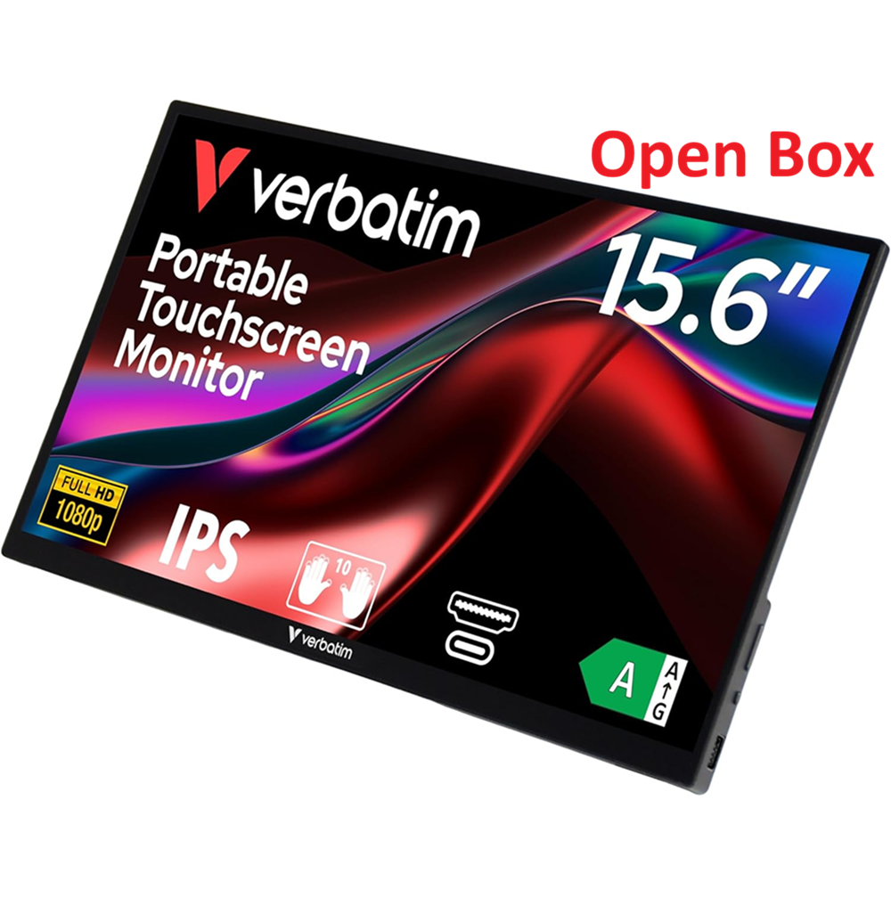 Verbatim 49592 15.6" Touch Portable Monitor IPS FHD, Dual USB-C, HDMI Speaker Touchscreen (OPEN BOX )