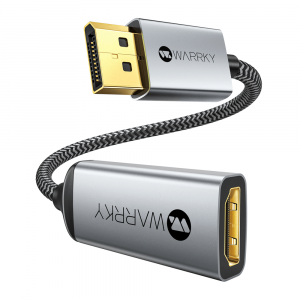 Warrky DH01 4K 30HZ DisplayPort to HDMI Adapter 0.65ft Silver Gray