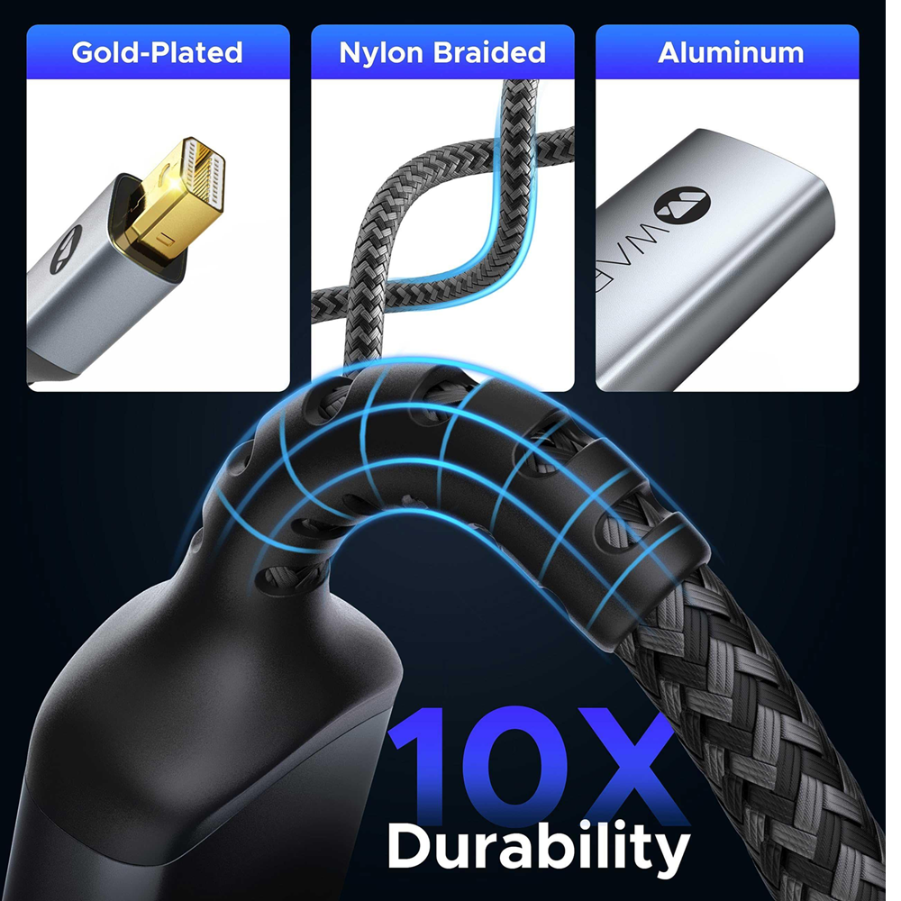 Warrky MH01 4K 30HZ Mini DisplayPort to HDMI Adapter 0.65ft Silver Gray - Image 2