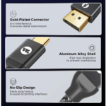 Warrky CD11 8K 60HZ USB-C to DisplayPort Cable 1.8m Dark Gray - Image 2