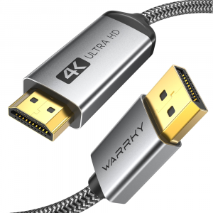 Warrky DH11 4K 30HZ DisplayPort to HDMI Cable 1.8m Silver Gray