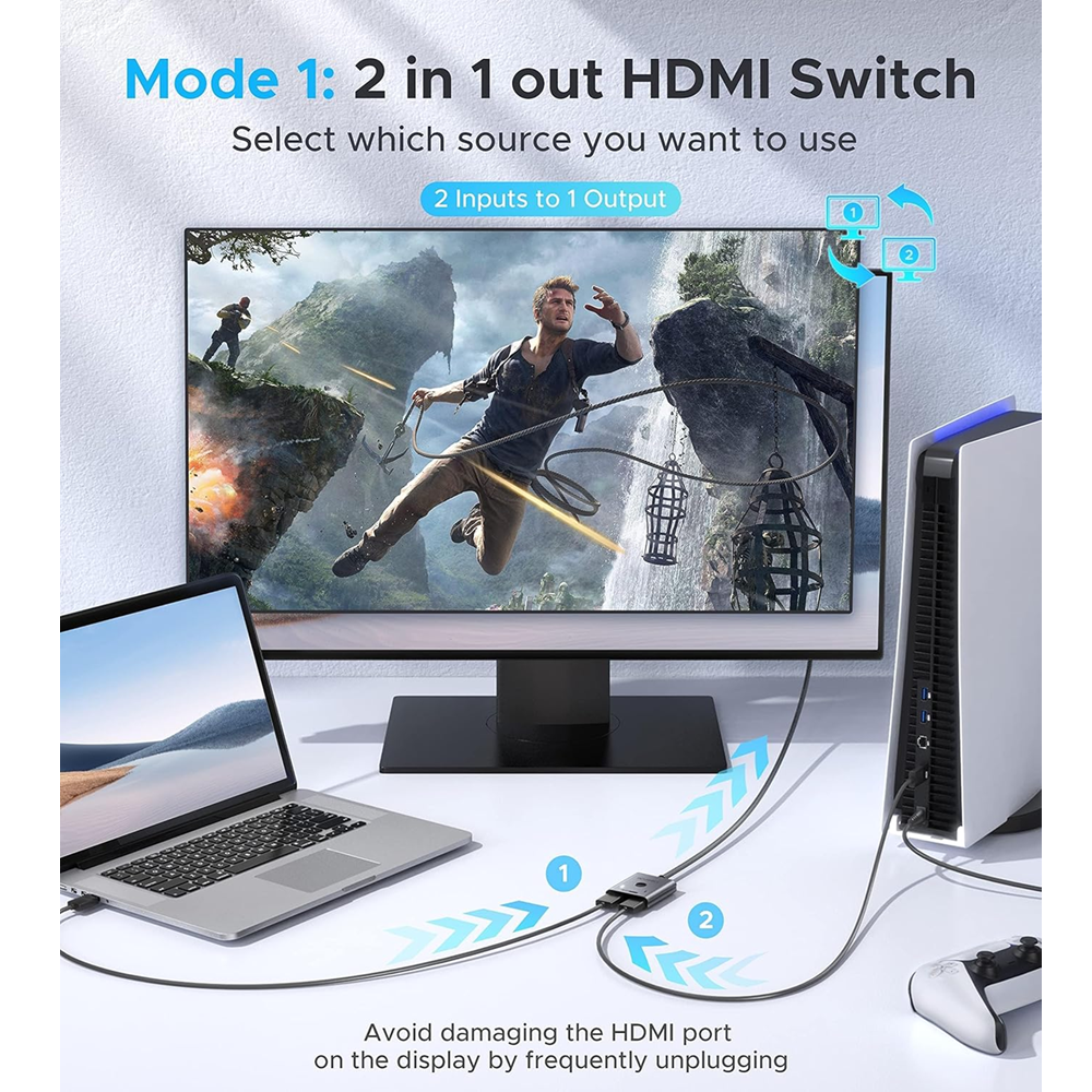 Warrky H03 4K 60HZ HDMI Switch 2 in 1 out Bi-Directional - Image 2