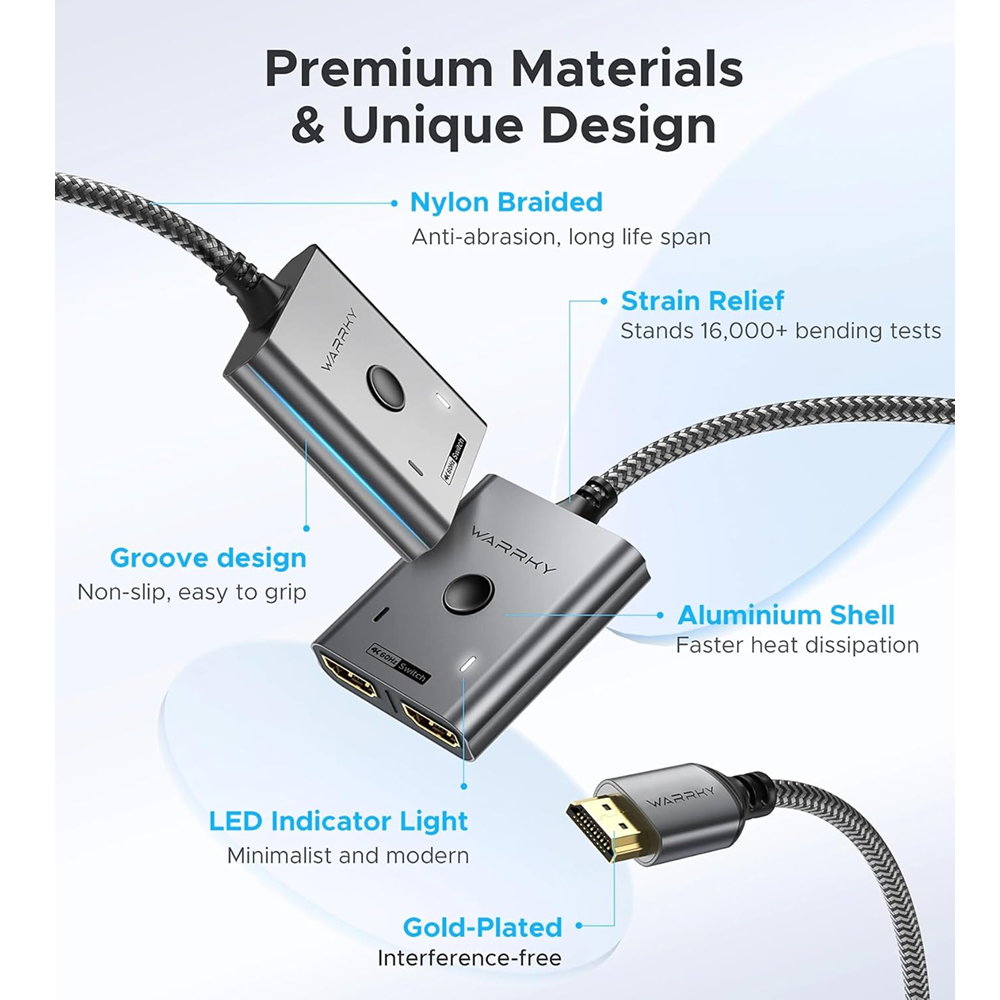 Warrky H03 4K 60HZ HDMI Switch 2 in 1 out Bi-Directional - Image 4