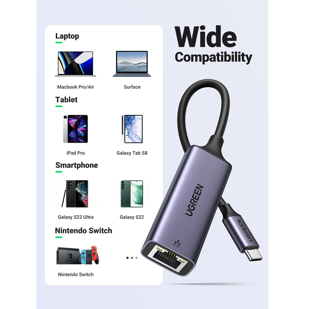 UGREEN CM199 USB-C to Gigabit Ethernet Adapter Network Converter - Image 3
