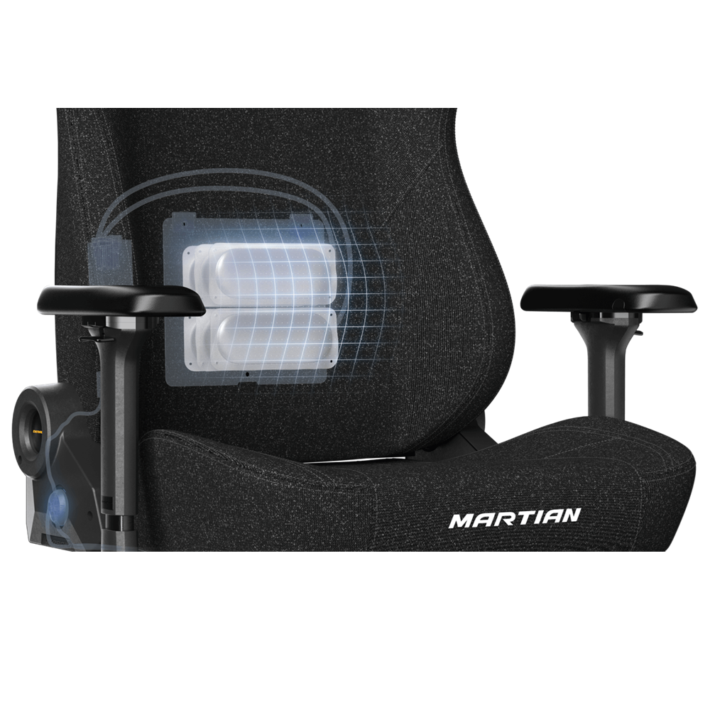 DXRacer Martian Smart Electric Massage Gaming Chair - Black (Fabric) - Image 4