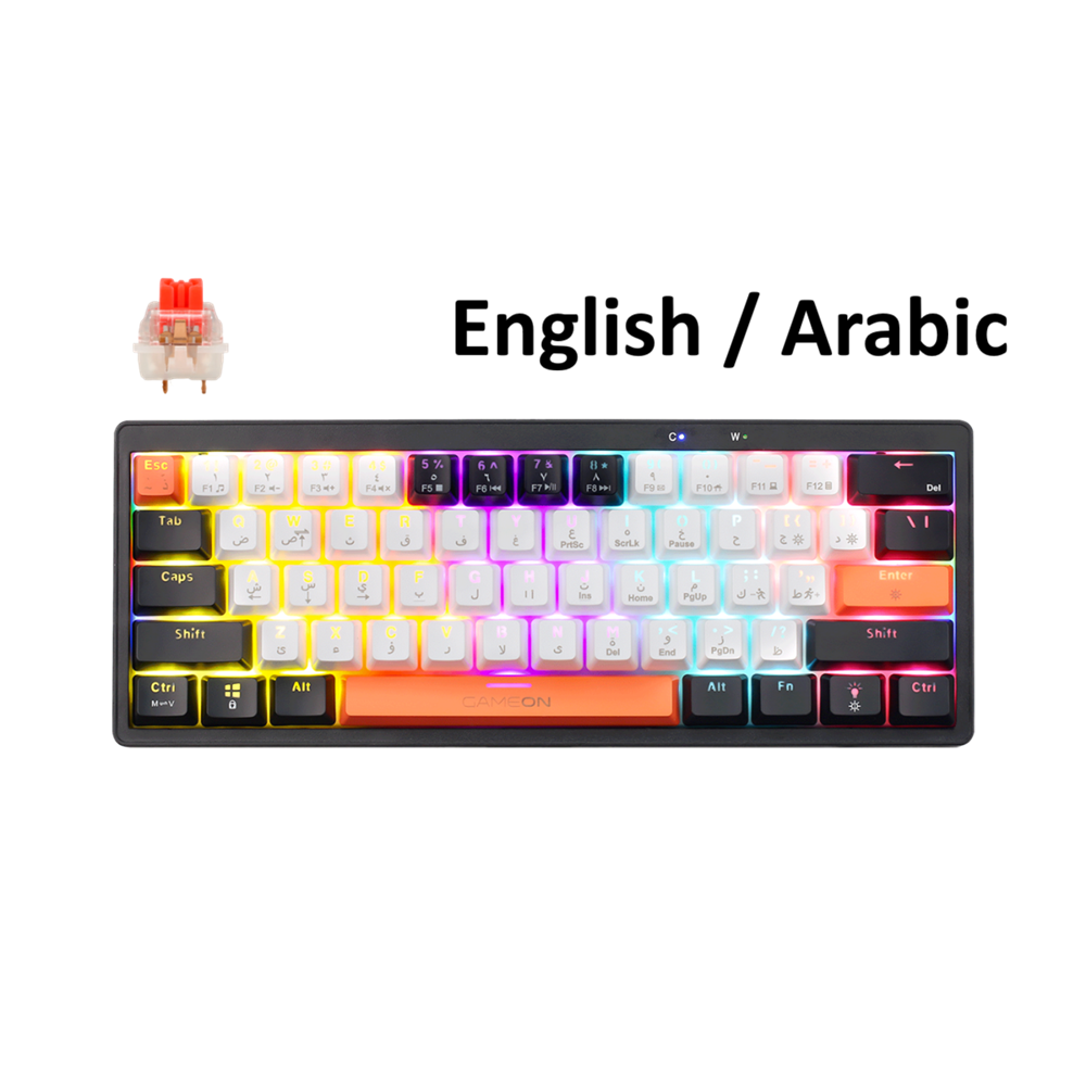 GameOn AEROX Series K160RS 60% RGB Mechanical Wired Gaming Keyboard, Red Switch - English/Arabic