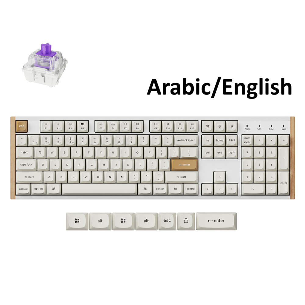 KeyChron K10 HE Full Wireless Customizable Gaming Keyboard Mechanical Magnetic Switch, K10H-Q1, White - Arabic/English