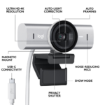 Logitech MX Brio 4K Ultra HD Collaboration and Streaming Webcam, Pale Gray - Image 4