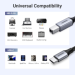 UGreen US370 USB-C to Printer (B) Cable Nylon Braided - 1m - Image 2