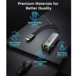 Warrky AE03 USB-C to Ethernet Gigabit Adapter 0.83ft Silver Gray - Image 3