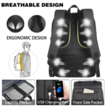 Matein 116100 15.6" Backpack Foldable Lunch Compartment Laptop Bag, Black - Image 5