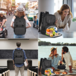 Matein 116100 15.6" Backpack Foldable Lunch Compartment Laptop Bag, Black - Image 4