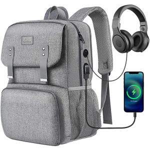 Matein 116100 15.6" Backpack Foldable Lunch Compartment Laptop Bag, Gray