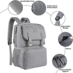 Matein 116100 15.6" Backpack Foldable Lunch Compartment Laptop Bag, Gray - Image 5