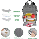 Matein 136800 15.6" Travel Lunch Compartment Backpack Laptop Bag, Gray - Image 4