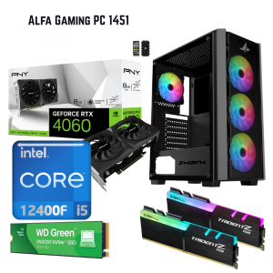 Alfa Gaming PC 1451, Intel i5-12400F, 8GB GTX4060, 16GB RAM, 500GB M.2, Sharx S200B, W11Pro