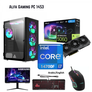 Alfa Gaming PC Bundle 1453, Intel i7-14700F, 8GB RTX5060, 16GB, 1TB, Montech X3, W11Pro, SAMSUNG 24″ Odyssey G3, OMEN Encoder Gaming Keyboard