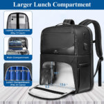 Matein 172600 17" Travel Lunch Compartment Backpack Laptop Bag, Black - Image 3