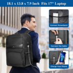 Matein 172600 17" Travel Lunch Compartment Backpack Laptop Bag, Black - Image 7