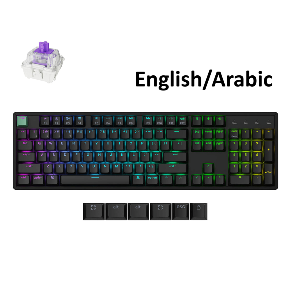 KeyChron K10 HE Full Wireless Customizable Gaming Keyboard Mechanical Magnetic Switch, K10H-J1, Black - (Arabic-English) Standard Version