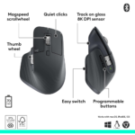 Logitech MX Master 3S Bluetooth Edition Performance Wireless Mouse - Graphite (Black) - Image 2