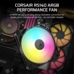 Corsair RS140 ARGB 140mm PWM Case Fan, 1-Pack - Black - Image 2