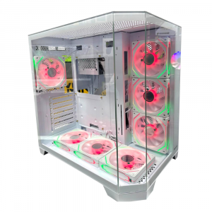 Huntkey S970 Storm Max Cryo Edition Mid Tower PC Case - White, 7-Fans