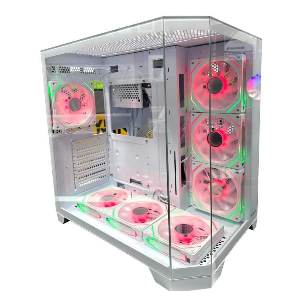 Huntkey S970 Storm Max Cryo Edition Mid Tower PC Case - White, 7-Fans