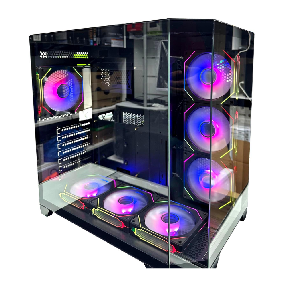 Huntkey S970 Storm Max Cryo Edition Mid Tower PC Case - Black, 7-Fans