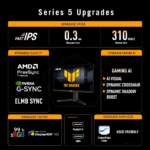 ASUS 25" TUF Gaming VG259QMRL5A 310Hz 0.3ms FHD Fast IPS Speaker HDR400 Rotatable Gaming Monitor - Image 2