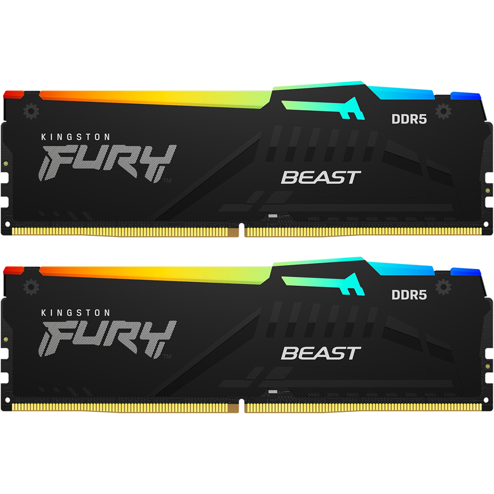 Kingston 16GB 5600MHz DDR5 Fury Beast RGB Desktop RAM Kit CL40, (8GB x2)