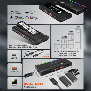 Microdigit MT303ME 2in1 M.2 NVMe SSD Enclosure Case with Card Reader - Image 2