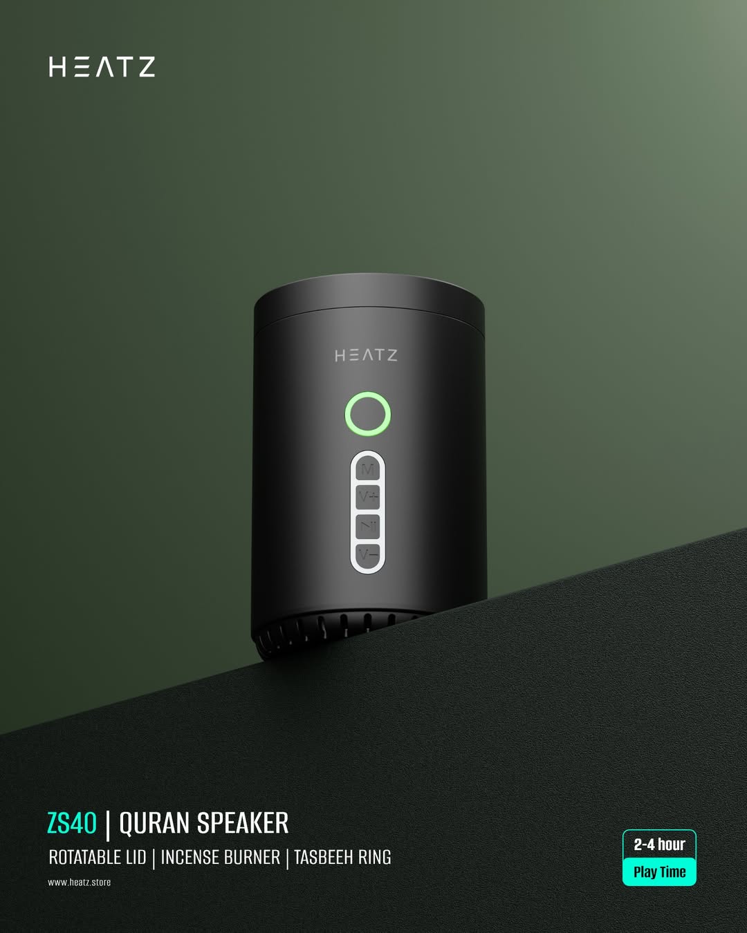 Heatz ZS40 Quran Speaker with Incense Burner, Bluetooth - Image 2