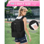 Matein 669400 15.6" Football Backpack with Shoe Holder Laptop Bag, Black - Image 3