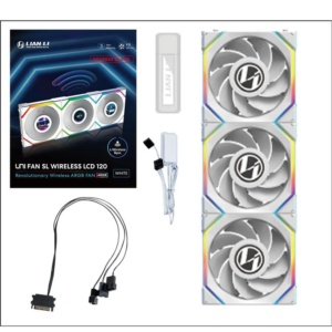 Lian Li UNI FAN SL Wireless LCD 120 ARGB 120mm Fan Reverse Blade - White (3-Pack) - Image 3