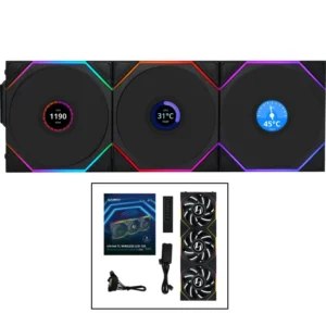 Lian Li UNI FAN TL Wireless LCD 120 ARGB Fan - Black (3-Pack)