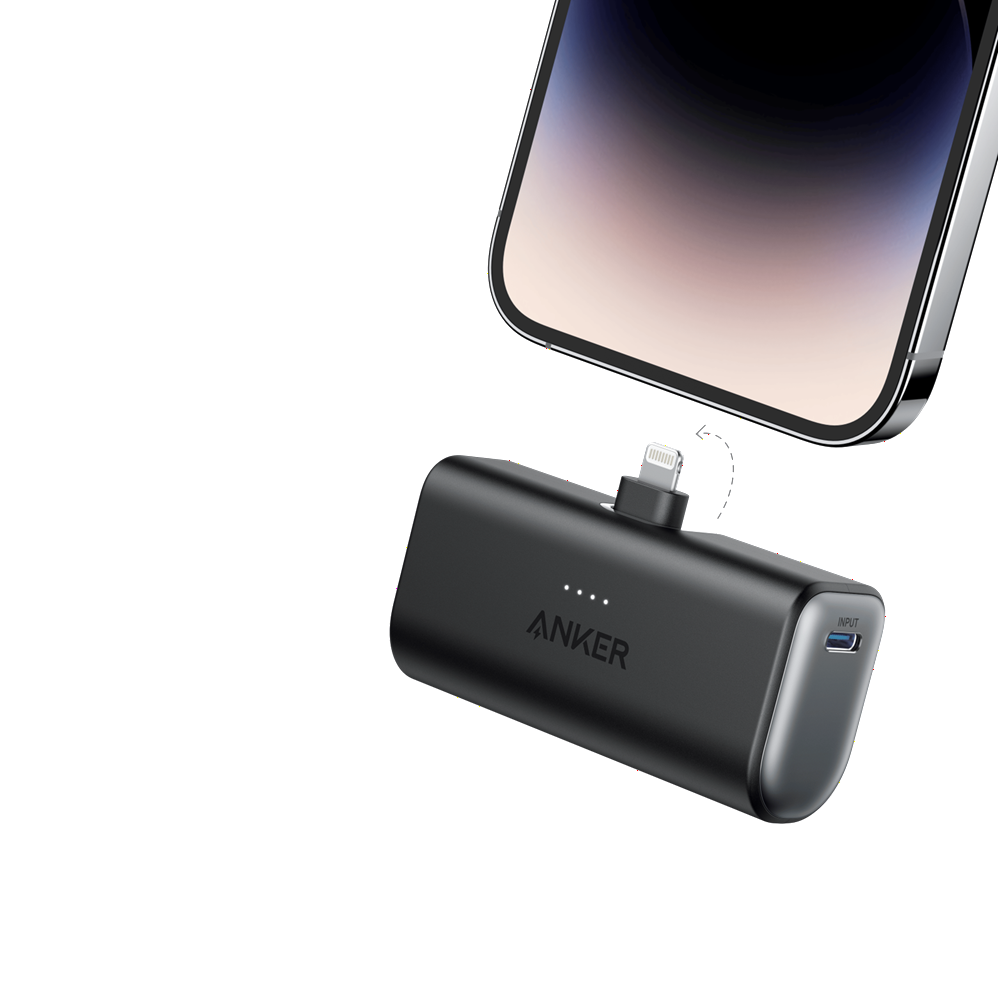 Anker 1645 Nano Power Bank (12W, 5000mAh, Built-In Lightning Connector) Black, A1645H11