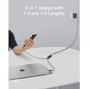 Anker 8895 2-in-1 USB-C to USB-C Cable (4ft, 140W) A8895H11 - Image 4
