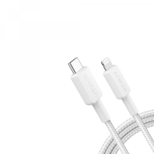 Anker 322 USB-C to Lightning Cable Fast Charging Braided (0.9m/3ft) - White, A81B5H21