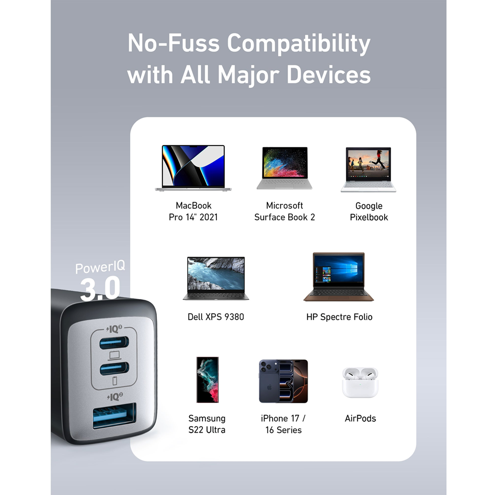 Anker 2667 Charger Adapter (65W, 3-Ports, GaN) -Black - A2667K14 - Image 2